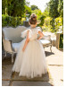 One Shoulder Tulle Long Flower Girl Dress